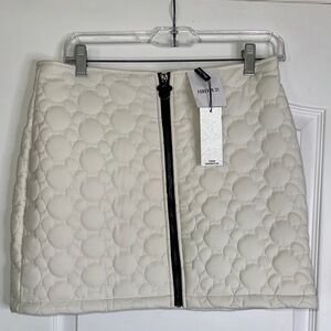 NWT Disney Forever 21 White Quilted Puffer Mickey Mouse Pattern Mini Skirt